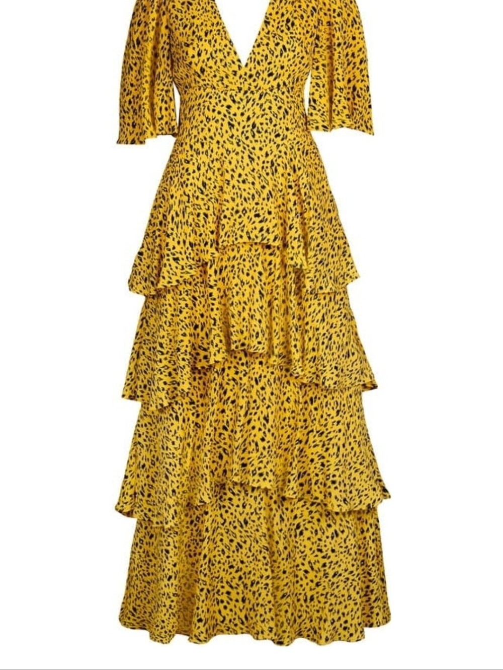 AFRM Yellow Maxi Dress with Black Spot Print